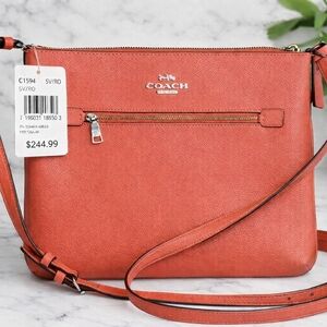 Coach Pebbled Leather Crossbody in Rust